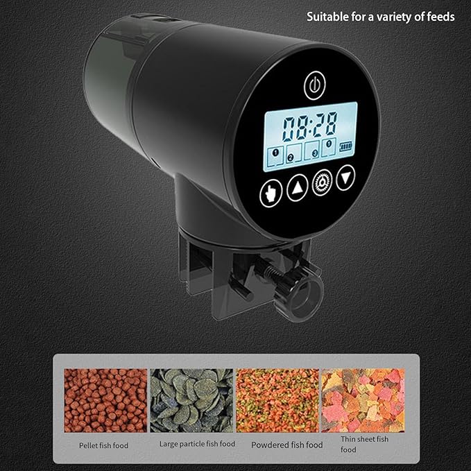 Rechargeable Aquariums Fishes Feeders Automatic Regulable Timers for Holiday Use with 200ml Food Dispenser