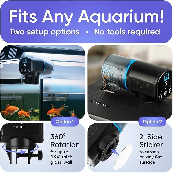 FISHNOSH Automatic Fish Feeder for Aquarium - New Generation 2026, Auto Food Dispenser with Timer for Small Tank, Big Aquariums & Pond, Model-ML