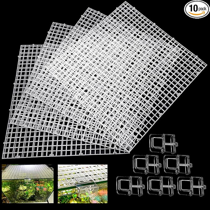 4 Aquarium lid Hood Fish Tank top Cover Terrarium lid Plastic Grid Panel Egg Crate Grate 6 Aquarium Glass Cover Board Clip