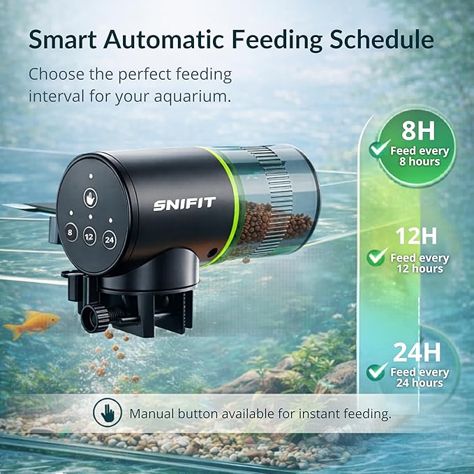 Automatic Fish Feeder for Aquarium - Fish Feeder Automatic Dispenser– with Adjustable Feeding Schedule for Home or Office and Small Tank Betta Turtle - Battery Vacation Self Feeding for Flakes.