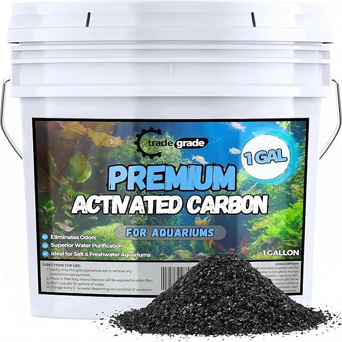 TradeGrade Premium Activated Carbon (1 Gallon) Granular Charcoal Filter Media for Aquariums & Water Purification