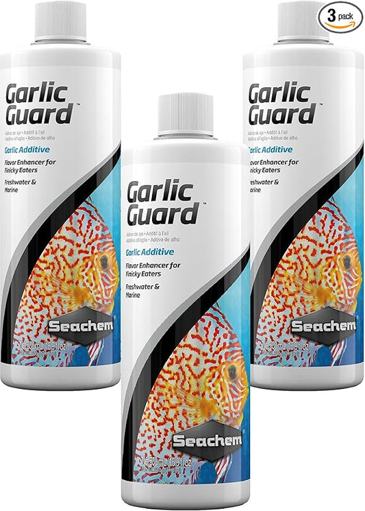 Seachem Garlic Guard Additive Flavor Enhancer for Finicky Eaters Freshwater and Marine, 17 Ounce (3 Pack)