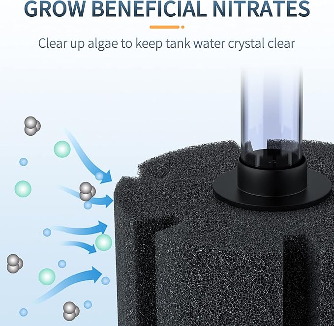Pawfly Aquarium Large Bio Sponge Filter Quiet Betta Fry Shrimp and Small Fish Foam Filter for Fish Tank up to 60 Gallon