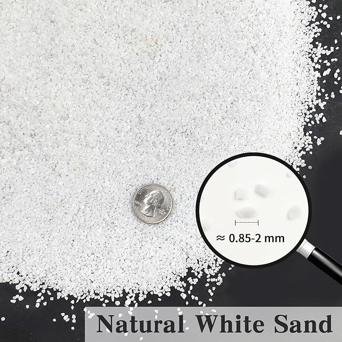 FANTIAN 10 lbs Aquarium White Sand, 0.8-2mm Coarse Sand. Small Gravel for Fish Tank, Succulent Plants Potted, Paintings, Fire Pits, Candle, Vase Filler and Crafts