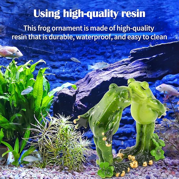 Resin Frog Statue Ornament for Aquarium - Underwater Landscape Figurine Decoration for Fish Tank