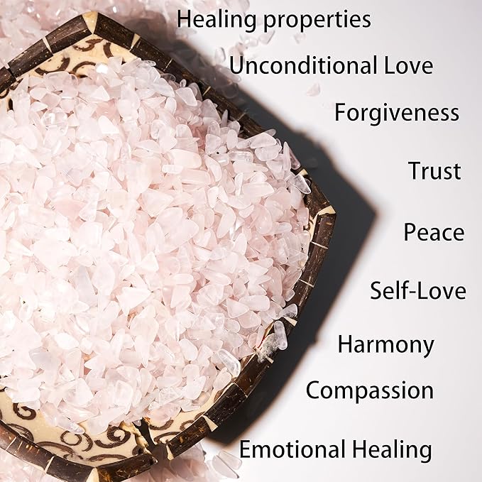 Rose Quartz & Clear Quartz Crystal Chips 2lb (2400+ Pieces) – 5-8mm Jumbo Pack Healing Stones for Jewelry, Resin Art, Bulk Decor