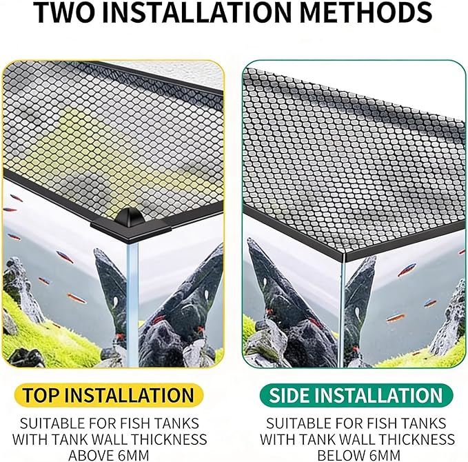 Aquarium Lid Fish Tank Top Cover Hood Jump Adjustable DIY Mesh Lid, Reptile Tank Escape Proof Net(60cm x 45cm)