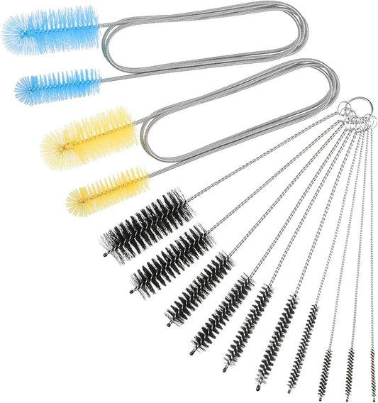 12 Pieces Aquarium Filter Brush Set Flexible Double Ended Hose Pipe Cleaning Stainless Steel Nylon Long Tube Cleaning Brush for Fish Tank Kitchen Glasses Drinking Straws Keyboard