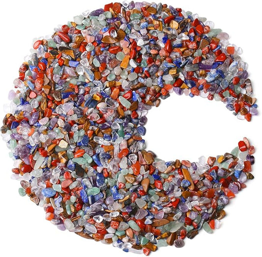 ZHIYUXI 1 lb Chakra Crystal Chips Bulk Fish Tank Decorations Aquarium Rocks Gravel Vase Filler Stones Crystals for Candle Making Witch Kit Gravel for Plants Quartz Sand Gemstone Terrarium Supplies