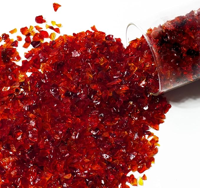 1 Lb Bright Red,Small Crushed Sea Glass,Sea Glass Decor,Irregular Glass Rocks for Tabletop Fountain Fillers,Aquarium,Fish Turtle Tank Decorations,DIY Crafts,Flowerpot Decoration
