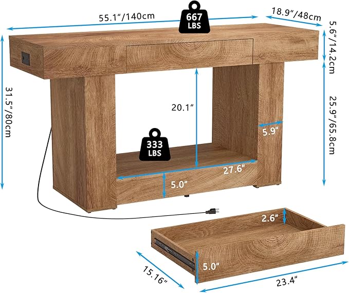 55–75/90 Gallon Aquarium Stand, 48 Inch Fish Tank Stand with Power Outlets & USB Ports, Heavy Duty Double Aquarium Stand for Turtle Reptile Terrarium, Farmhouse Tank Stand, Natural Wood