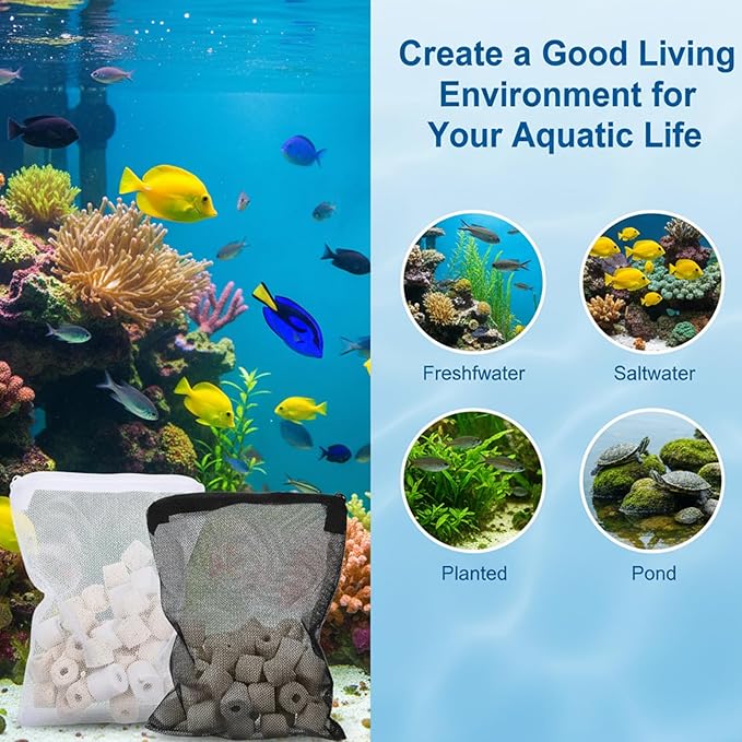 10 Pcs Media Bags for Aquarium with Zipper, 7.8 X 5.9 Inch Fish Tank Fine Mesh Bag for Fish Tank Activated Carbon, Ceramic Rings
