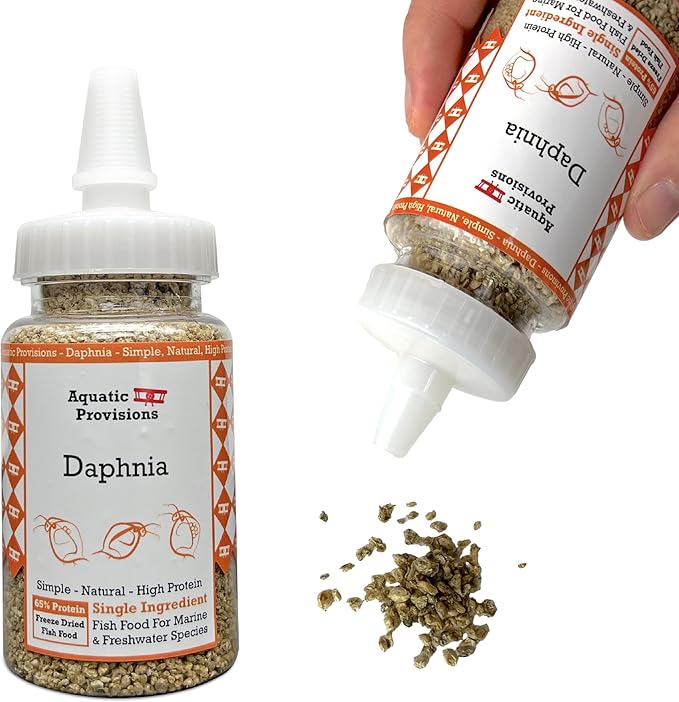 Aquatic Provisions Freeze Dried Daphnia 0.5 oz, Fish Food for Freshwater and Marine Aquarium Fish, Invertebrates, and Fry