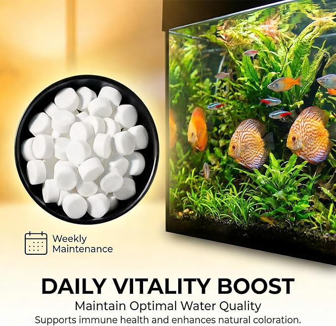 MAQIHAN 150 Tablets Aquarium Salt - Aquarium Salt Freshwater for Freshwater Tank Koi Pond Salt for Koi Fish, Goldfish, Guppies, Mollies, Scats, Monos