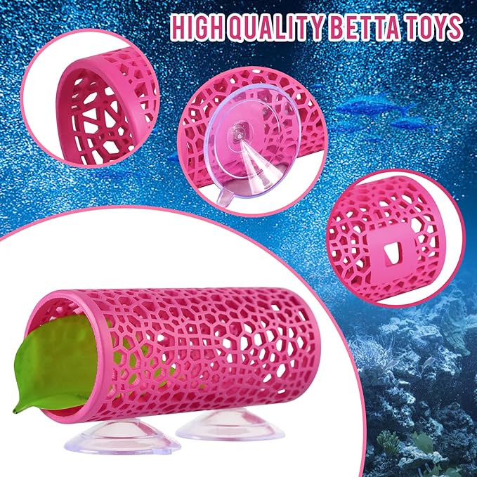 Abizoo Betta Fish Pink Tunnel Hideout for Aquarium Decoration Durable Hollow Design Easy to Clean Smooth Finish Enhances Habitat Comfort Fish Tank Accessory for Shrimp Guppies