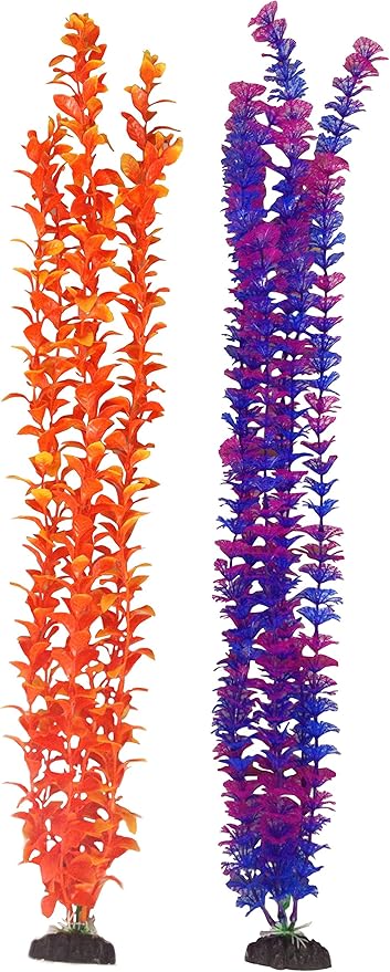 Penn-Plax Aqua-Plants Plastic Aquarium 2 Piece Plant Bundle – Vivid Appearance and Gentle Texture – Multicolor – 24” Height