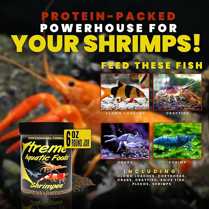 Xtreme Shrimpee 3mm Sinking Sticks: Nutrient-Rich, High-Vitamin Daily Fish Food for Shrimp, Corys, and Loaches, Ideal for Nano Tanks, Natural Treat for Vibrant Health - USA Farm Grown (6oz)