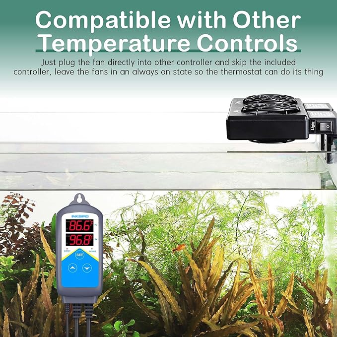 hygger Small Aquarium Cooling Fan Quiet Fish Tank Chiller with Adjustable Speed & Timer Aquarium Cooler for Axolotl Tank/Terrarium/Saltwater/Freshwater Accessories Up to 5 Gallon