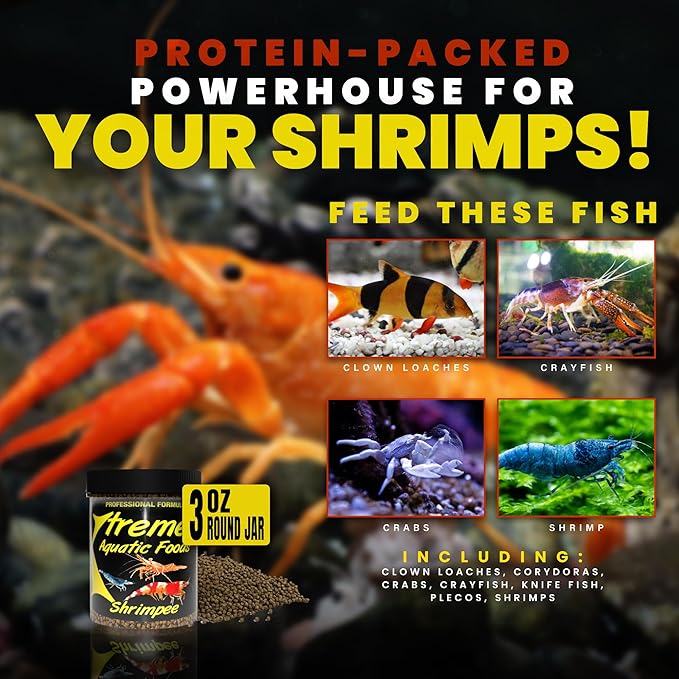 Xtreme Shrimpee 3mm Sinking Sticks: Nutrient-Rich, High-Vitamin Daily Fish Food for Shrimp, Corys, and Loaches, Ideal for Nano Tanks, Natural Treat for Vibrant Health - USA Farm Grown (3oz)