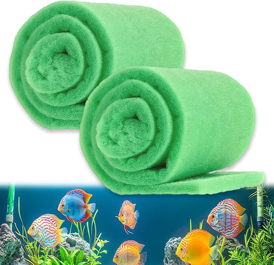 2PCS Aquarium Filter Floss for Fish Tank Filters-aquarium filter media-Aquarium Filter Pad-Media Roll for Crystal Clear Water,1" Thick (12 in Wide, 78 in Long) 6.6ft per Roll Total 13.2ft(green)