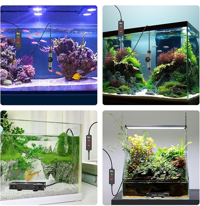 AQQA Small Aquarium Heater,Submersible Fish Tank Heater Adjustable Temperature,Mini Short Dual-use Fish Heater with LED Digital Display Thermostat,Saltwater Freshwater 150W