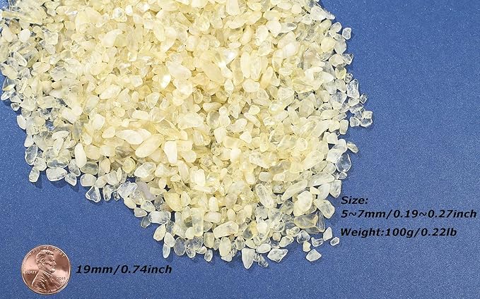 LAIDANLA Crushed Stone Crystal Chips Citrine Bulk Natural Gemstones Healing Reiki Crystals Mini Quartz Vase Filler Aquarium Gravel 100g