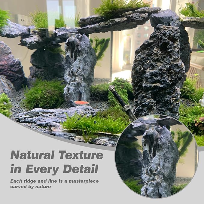 Unocho Seiryu Rock Aquarium Stones 11lb Natural Dragon Stone for Aquascaping Fish Tank Aquarium Landscaping Model Tank Decoration Miniature Fairy Garden(3-8 Inches)