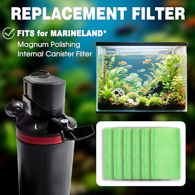 xcivi 6 Pack Polishing Internal Canister Filter Compatible with MarineLand Magnum Polishing Internal Filter JH Cartridge, Filter for Marineland ML90769 JH Floss Sleeve Magnum Polishing Internal