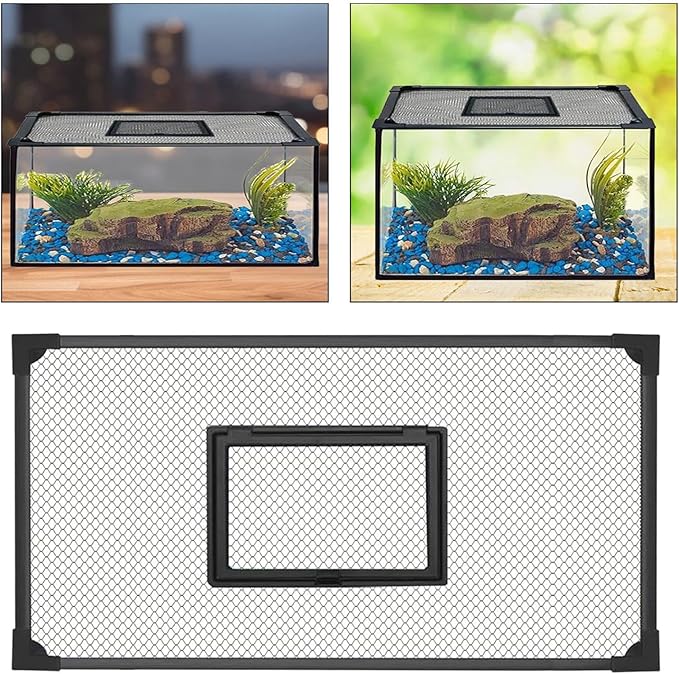 DIY Aquarium Hood with Jump Protection Mesh Cover for Tanks, 80x40cm