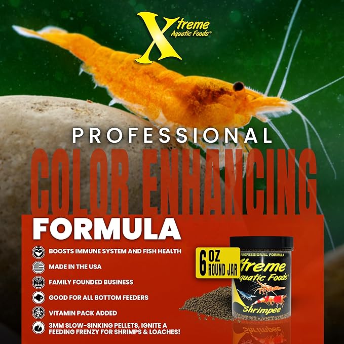 Xtreme Shrimpee 3mm Sinking Sticks: Nutrient-Rich, High-Vitamin Daily Fish Food for Shrimp, Corys, and Loaches, Ideal for Nano Tanks, Natural Treat for Vibrant Health - USA Farm Grown (6oz)
