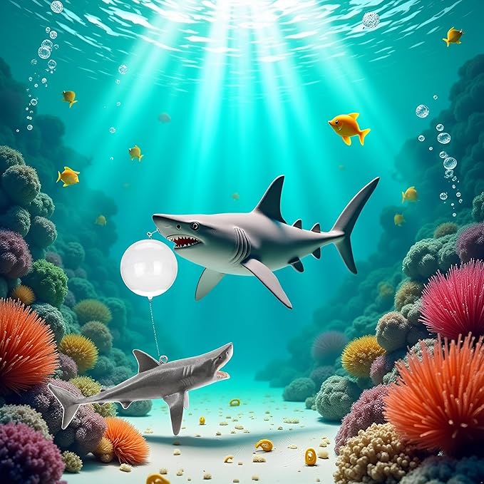 1 Pc Floating Shark Ornament - Adjustable Aquarium Shark Animal Decor, Aquarium Floating Shark Ornaments Thematic Ornaments Suitable for Aquarium All Shark Pool Décor | Kinds of Fish Tank and Home