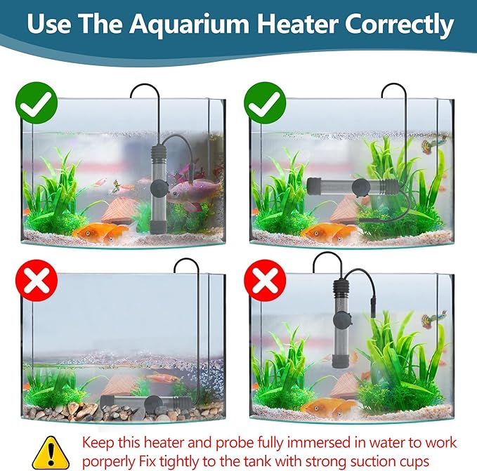Small Aquarium Heater 150W Submersible Fish Tank Heater for 20-40 Gallons, Dual LED Display Temperature Controller, Suitable for Saltwater and Freshwater, Mini Water Heater for Betta/Turtle Tank