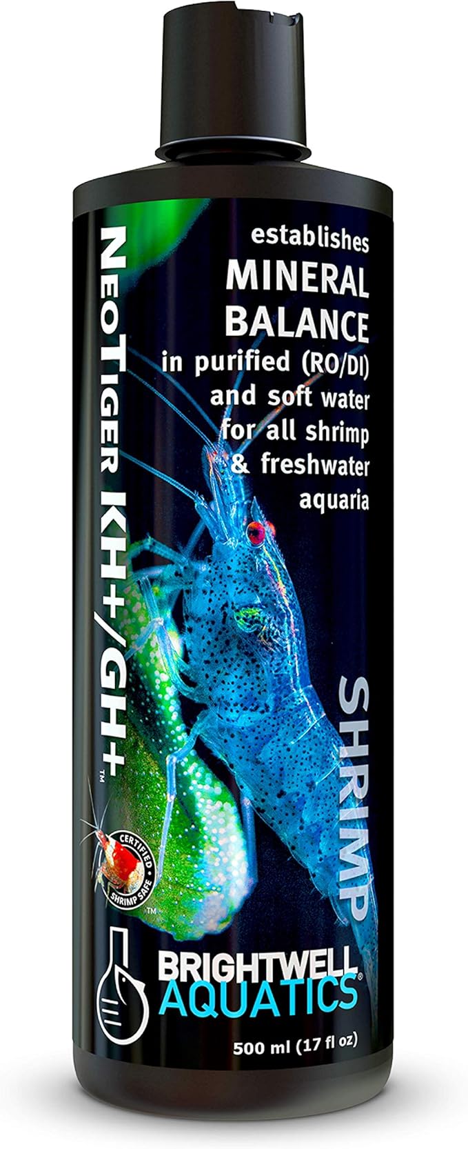 Brightwell Aquatics NeoTiger KH+/GH+ Mineral Supplement Balances Hardness in RO/DI Water with Calcium Magnesium Potassium Sodium for Shrimp Fish Planted Aquariums, 500 ml