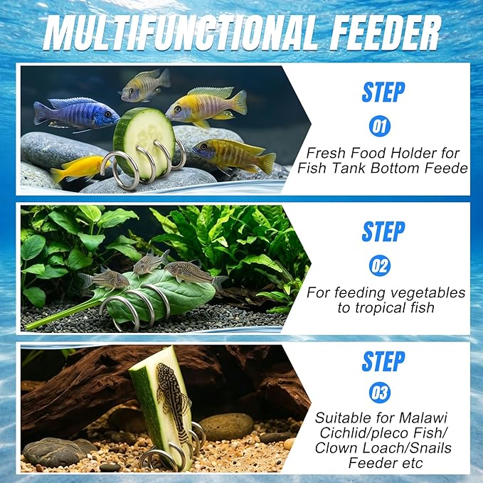 Fish Tank/Aquarium Vegetable Feeder,Bottom Sinking/Aquarium Vegetarian,Fresh Food Holder for Fish,Malawi Cichlid/pleco Fish/Clown Loach/Snails etc,2 Pack