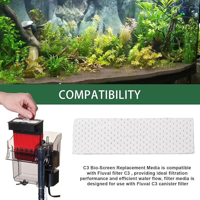 Bio-Screen for Fluval C3 Power Filter, Replacement Aquarium Filter Media, 6PCS Bio Foam Replacement Set, Filter Media for Freshwater & Saltwater Aquariums