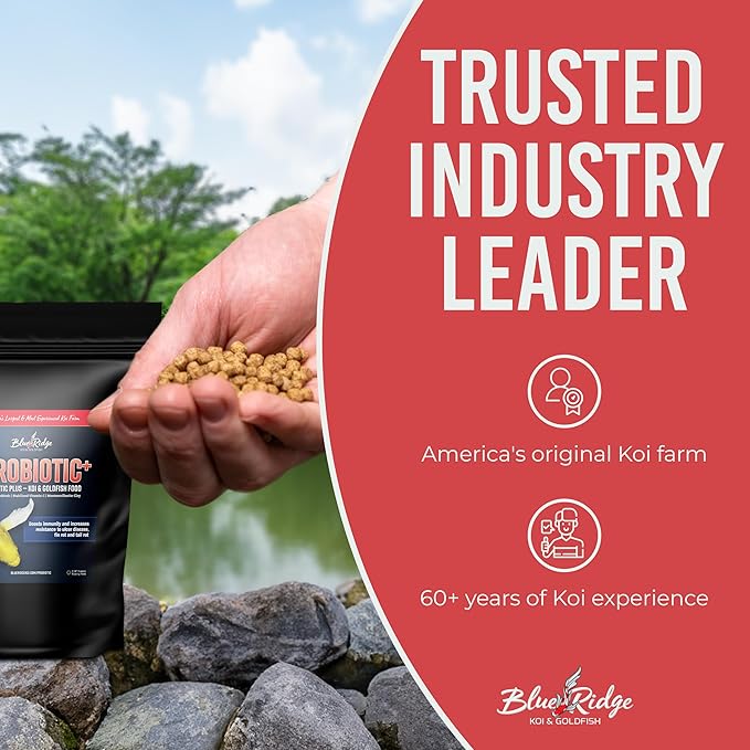 Blue Ridge Fish Food 5lb, Probiotic Plus 3/16" Floating Pellet, Koi Goldfish Food