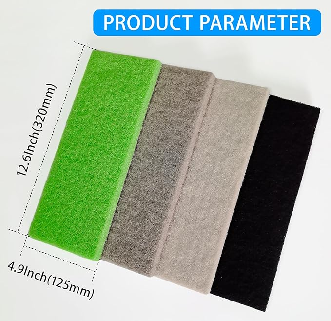 4-in-1 Aquarium Filter Pad Set, Activated Carbon + Ammonia Remover + Nitrite Reducer + Phosphate Remover Sponge, Cut-to-Fit Multi-Function Filter Media Combo for Freshwater Saltwater Fish Tank & Pond