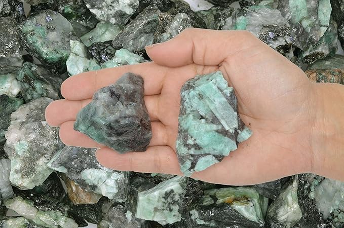 Fantasia Materials: 2 lbs of Emerald Rough Stones from Brazil - Grade 1