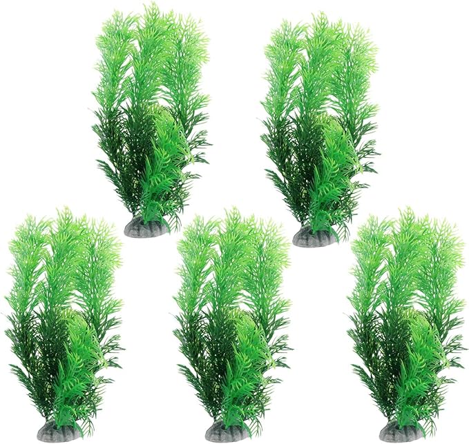 5 Pcs Artificial Plastic Plant Green Aquarium Fish Tank Underwater Plant