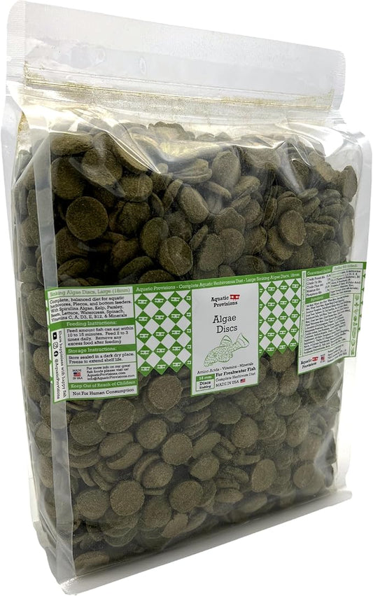 Aquatic Provisions Algae Discs 4 lbs, Sinking 18mm Wafers, Fish Food for Freshwater Herbivores