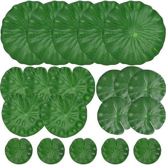 20 Pcs Artificial Lily Pads for Ponds, Realistic Floating Lily Pads Leaves, Lotus Leaves Water Lilies Pad Artificial Foliage Pond Decor for Koi Fish Pool Patio Aquarium