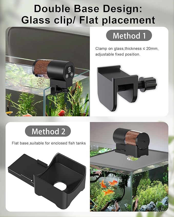 Automatic Fish Feeder for Aquarium, Helps Keep Fish Fed While You’re Away, Large 100ml Capacity with Adjustable Feeding Timer, Battery Operated Auto Feeder for Flakes and Pellets (Black)