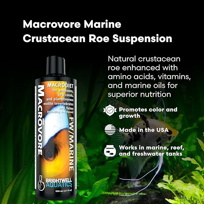 Brightwell Aquatics Macrōvore Marine Crustacean Roe for Corals Anemones Fish Enriched with Amino Acids Omega-3 for Color Health Feeding in Aquariums, 2L