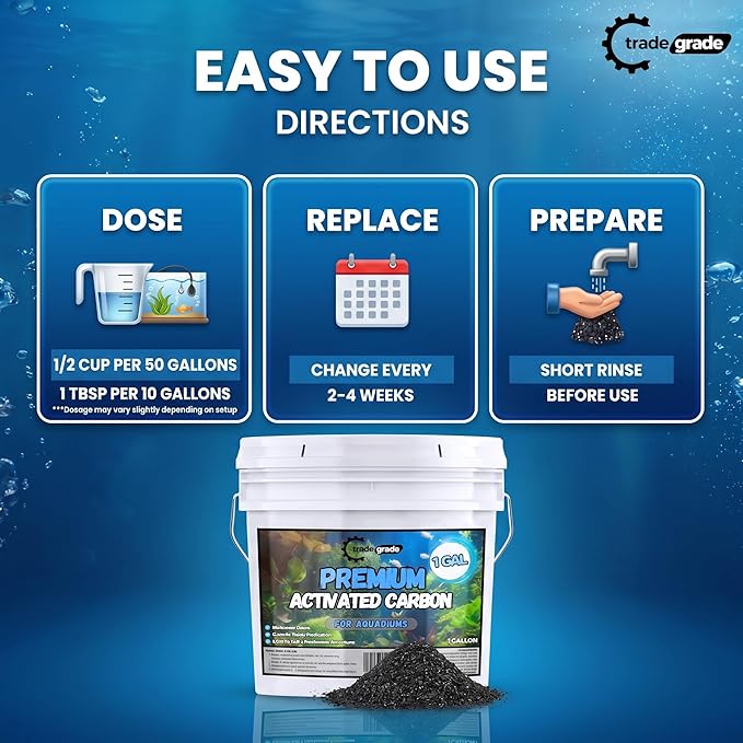 TradeGrade Premium Activated Carbon (1 Gallon) Granular Charcoal Filter Media for Aquariums & Water Purification