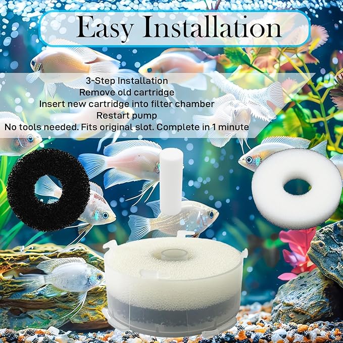 Filter Replacement Kit Compatible with BiOrb Aquariums: Foam and Carbon Rings Filter with Air Stone - 10 Carbon, 10 Foam, 10 Air Stones (30 Pack)