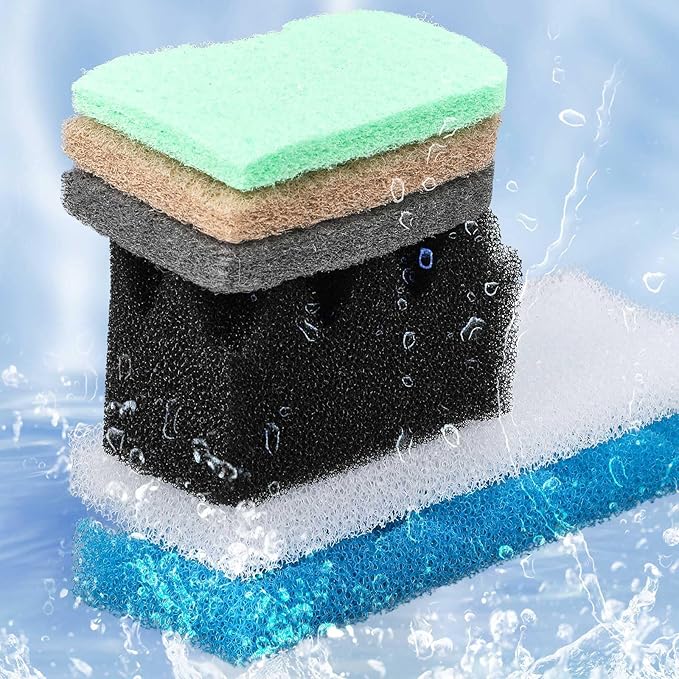 Threlaco 32 Pcs Filter Media Compatible with 306/307 Filters, Aquarium Replacement Maintenance Kit Including Biological Sponge, Ammonia/Phosphate/Nitrite Remover Pad, Aquarium Towel, Grease
