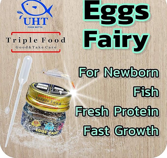 A.D.P. UTH Fish Food Fresh Eggs Fairy Shrimp (250000+Egg) 3 g. Best Tropical Fish Food Grow Faster & Color Enhancer Slow Sinking Like Pellets High Protein 64% for All Small Baby Fry Newborn Fish Feed