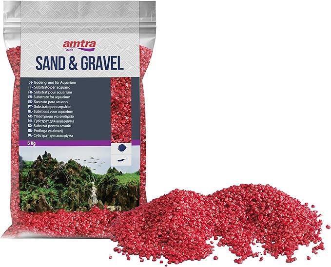 Croci Amtra Red Ceramized Quartz - Fine Quartz Aquarium Sand for Freshwater or Saltwater 2-3mm Grit 5kg Quantity