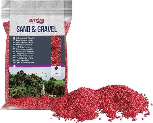 Croci Amtra Red Ceramized Quartz - Fine Quartz Aquarium Sand for Freshwater or Saltwater 2-3mm Grit 5kg Quantity