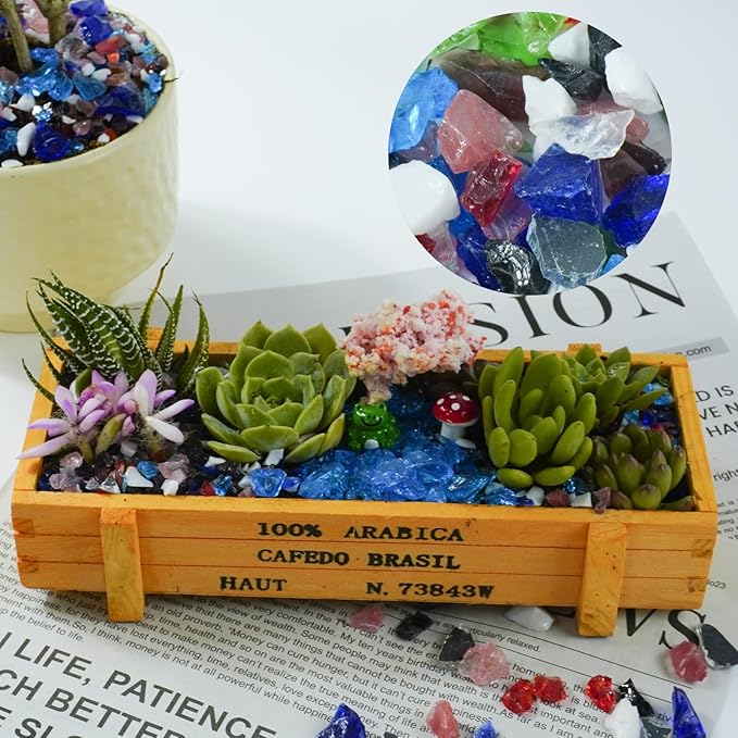 1 Lb Porcelain White,Small Crushed Sea Glass,Sea Glass Decor,Irregular Glass Rocks for Tabletop Fountain Fillers,Aquarium,Fish Turtle Tank Decorations,DIY Crafts,Flowerpot Decoration
